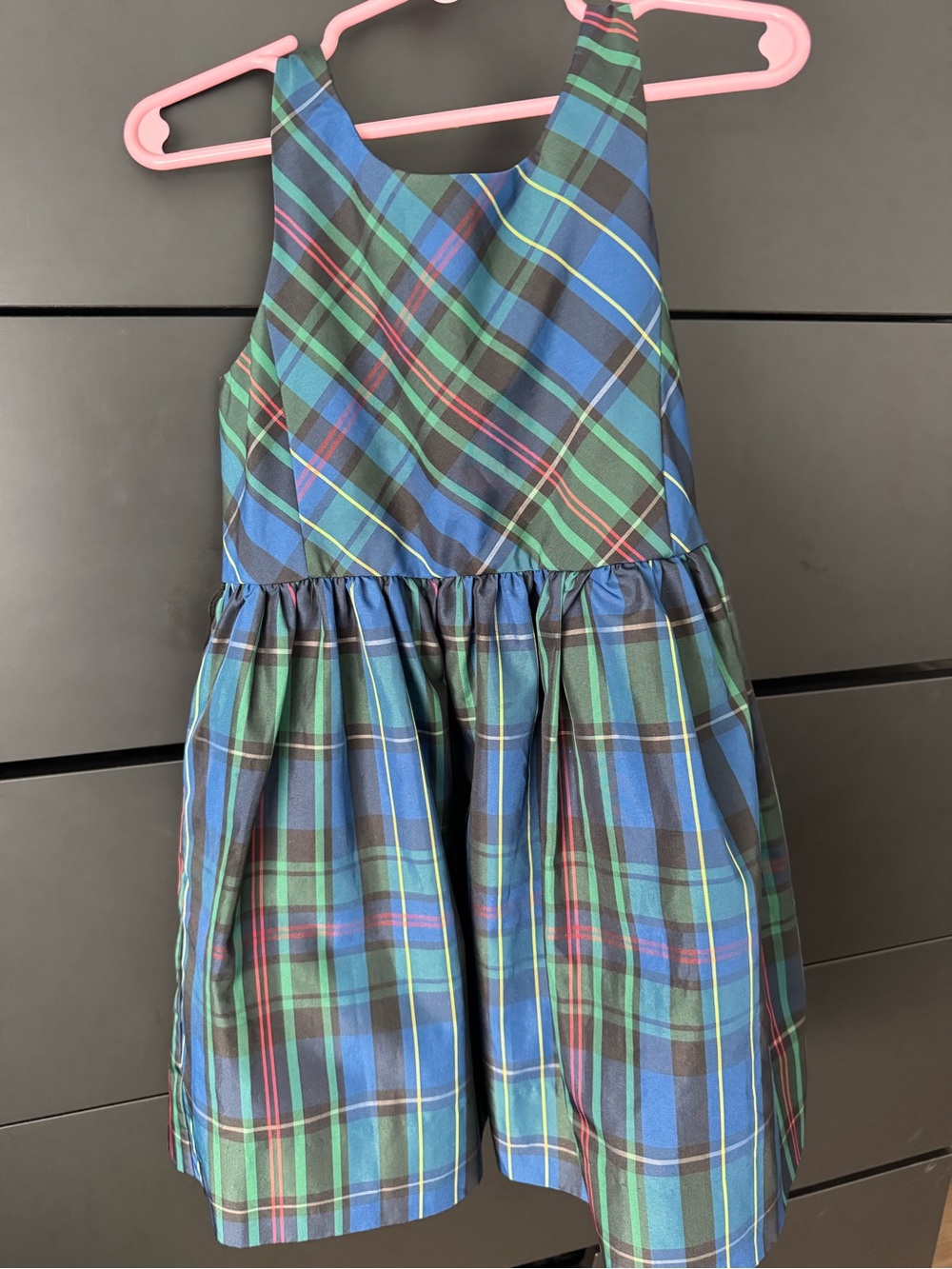 Polo by Ralph Lauren Blue & Green Plaid Girls Party Dress